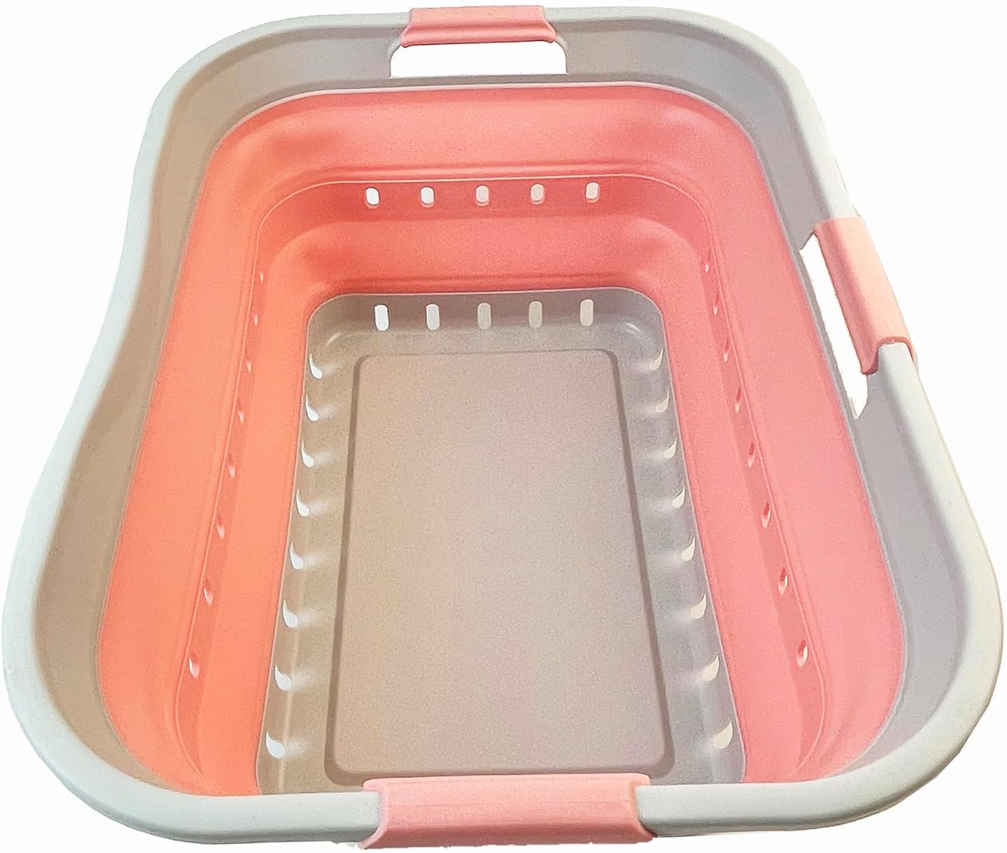 SAMMART 42L (11 gallon) Collapsible Plastic Laundry Basket - Foldable Pop Up Storage Container/Organizer - Space Saving Hamper/Basket (1, Grey/Quartz Pink)