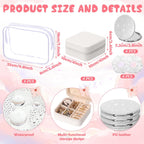 Yalikop 24 Pcs Spa Party Favor 6 Jewelry Boxes 6 Scrunchies 6 Glitter Mirrors 6 Bag Gift for Bridesmaid Bridal Bachelorette Party (White)