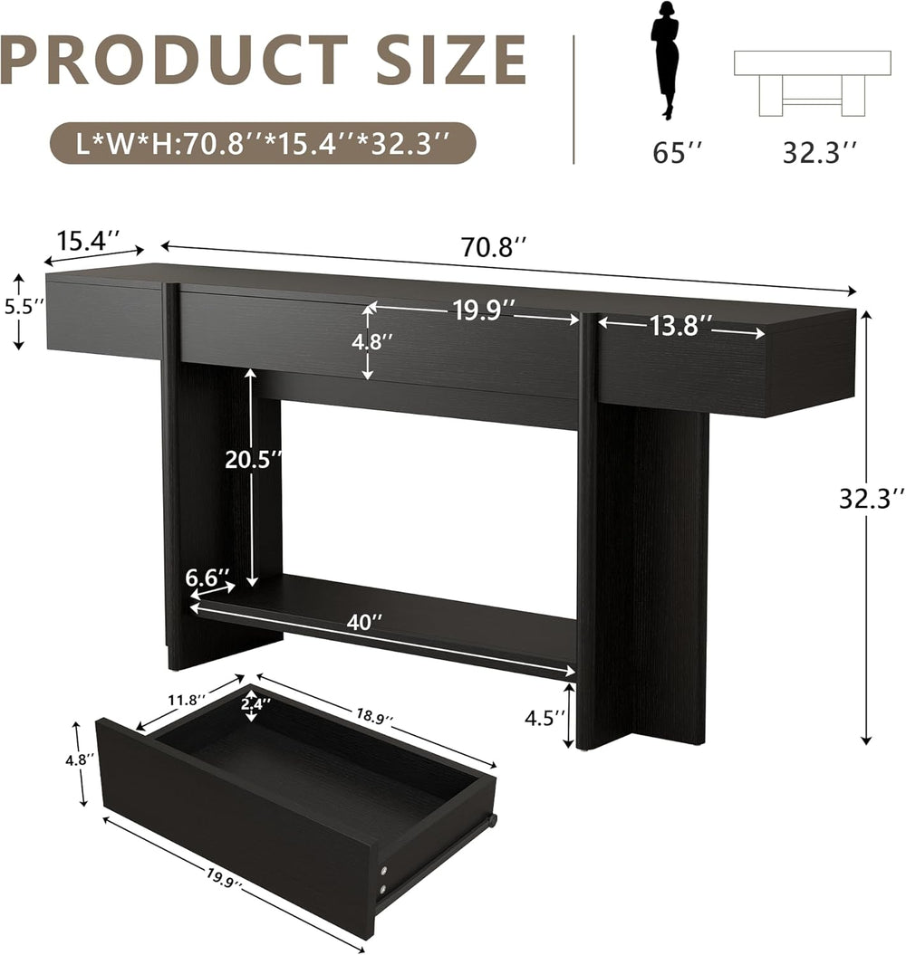 Einhomn 70.8" Long Console Table, 2 Drawer Entryway Table with Colorful ...