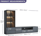 102" Grey Modern Entertainment Center for 65/75/85 inch TV, Included TV Console and Glass Display Cabinet, 2-Piece Media Console with Drawers Storage for Living Room (AB-102 Cabinets Set)