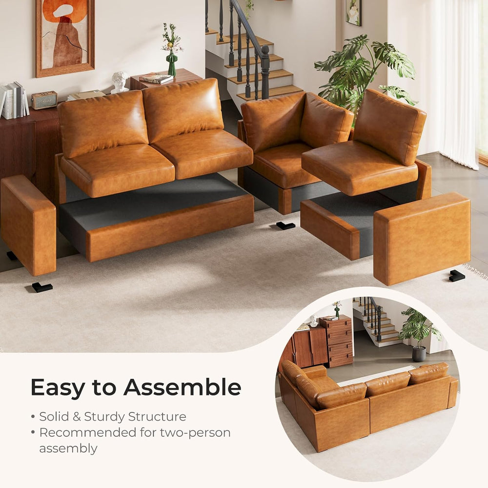 ELUCHANG 113" V-Shaped Modular Sectional Sofa Couch, Modern 4-Seat Premi...