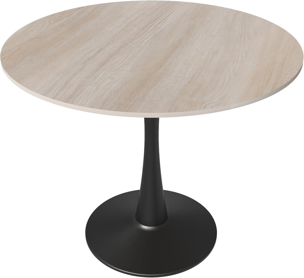 LeisureMod 35" Round Dining Table with Sintered Stone Top – Modern Black...