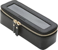 Aveniee Clear Makeup Brush Bag,Slim Cosmetic Brush Holder,Small Toiletry Bag Mini Travel Case for Women,Thin Make up Bags with Dual Zipper,Cute Travel Essentials Organizer,Black