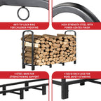 4FT Firewood Rack Outdoor with Cover, Heavy Duty Adjustable Firewood log Storage & Holder, Wood Pile Lumber Storage Rack Stacking Outside for Courtyard Patio.