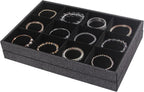 Julysky 2Pcs 12 Grids Stackable Jewelry Organizer Trays for Drawer,Bracelet Holder Box,Necklace Display Stand for Selling