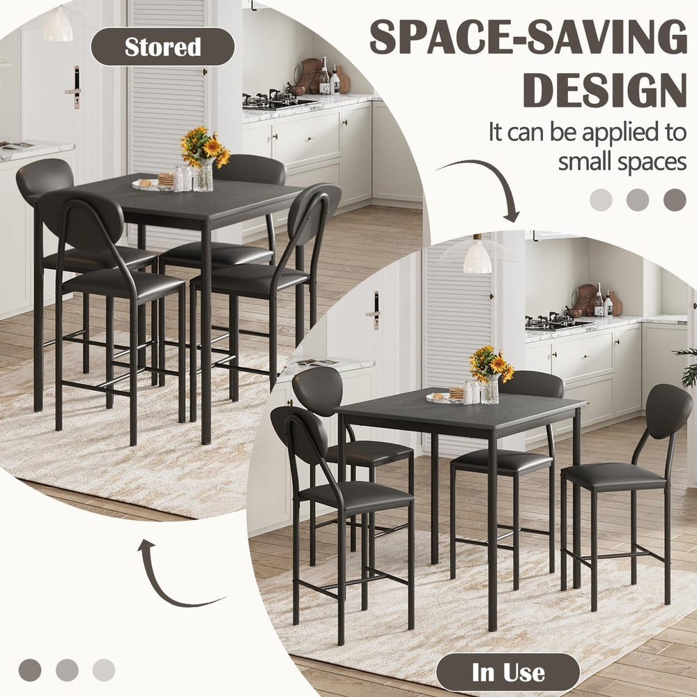 EROMMY Dining Table Set for 4, Modern Kitchen Table and Chairs with PU Leathe...