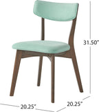 Christopher Knight Home Megann Mid-Century Wood Dining Set with Fabric Chairs, 5-Pcs Set, Natural Walnut / Mint