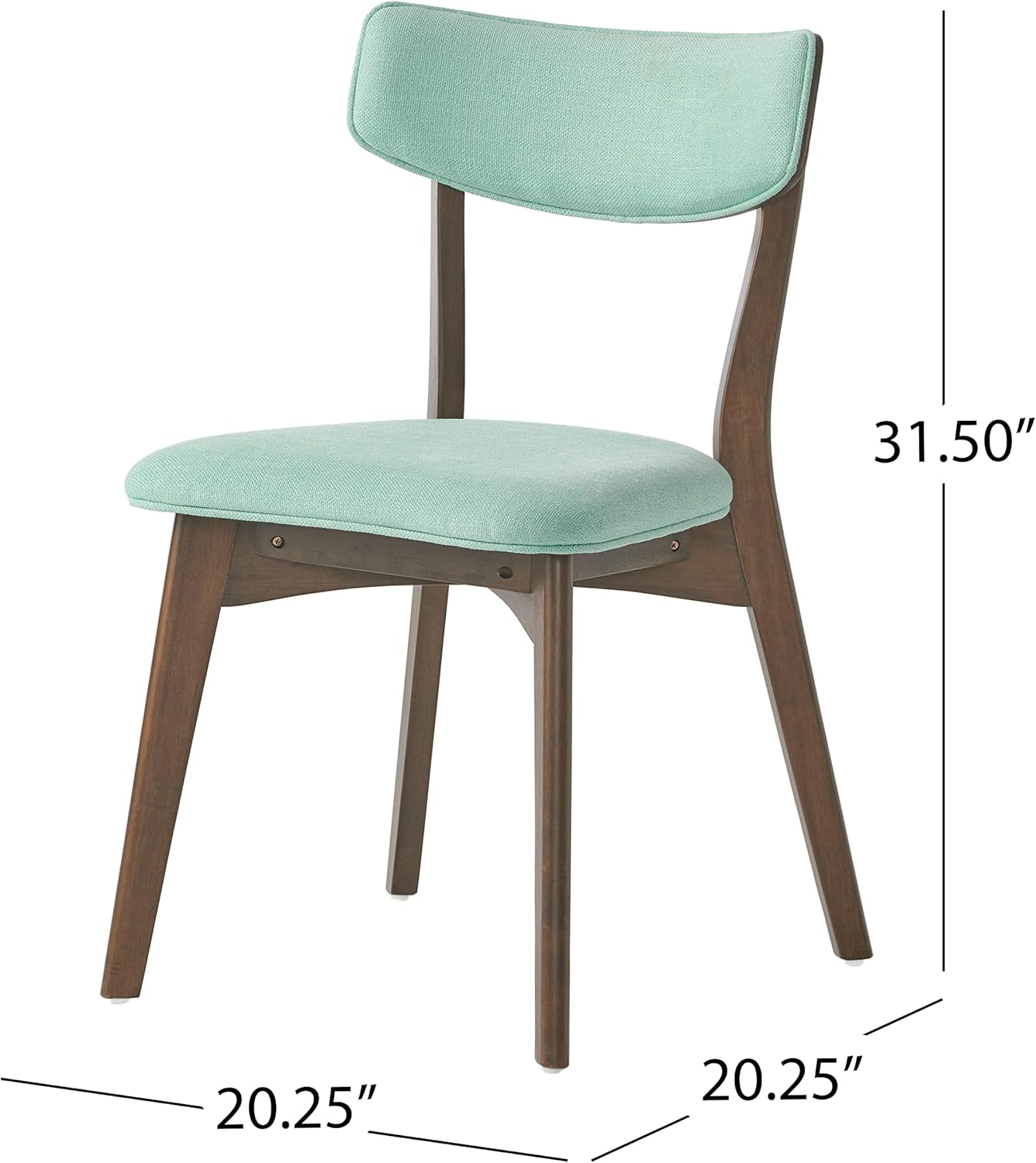 Christopher Knight Home Megann Mid-Century Wood Dining Set with Fabric Chairs, 5-Pcs Set, Natural Walnut / Mint