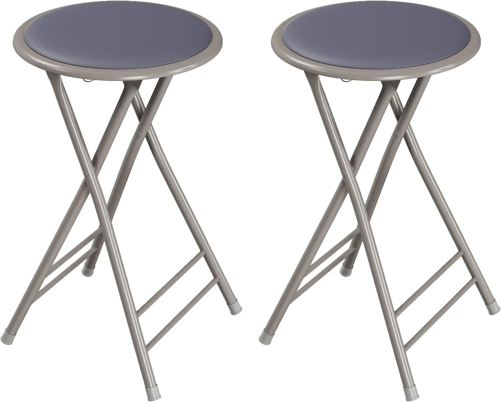 Lavish Home Folding Stool with Padded Backless Seat Set of 2, Gray, 24” | Cou...