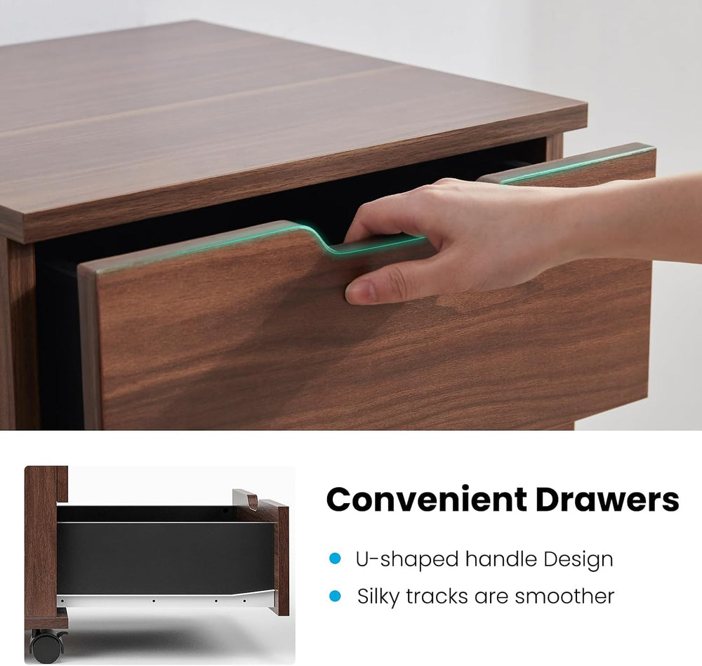 Farini Wood File Cabinet for Home Office,Under Desk 3 Drawer Mobile File Cabi...