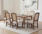 EALSON Rattan Dining Chairs Set of 6 Linen Upholstered Dining Room Chairs with Cane Back Mid Century Modern Kitchen Chairs Natural Wood Frame Side Chairs for Dining Room, Beige