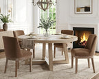 HNY Modern Dining Chairs Set of 2 with Comfortable Back Support, Farmhouse Soft Velvet Upholstered Kitchen Dining Room Chairs with Solid Wood Legs, Armless Accent Side Chairs for Living Room, Khaki