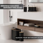 Bathroom Accessories Set - Elegant Black Bathroom Set, 10PC Bathroom Accessory Set, Toilet Brush, Trash Can, Qtip Holder Dispenser & Soap Dispenser