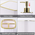 Bathroom Accessories Set - Gorgeous Bathroom Set, 10PC White Bathroom Accessory Set, Toilet Brush, Trash Can, Qtip Holder Dispenser & Soap Dispenser