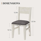 Solid Wood Dining Chairs Set of 2, Farmhouse Kitchen Chairs with Upholstered Cushion, Easy Assembly for Dining Room, Kitchen, Washed Gray