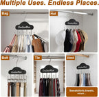 Belt Organizer, Tie Rack with 8 Hooks,Belt Hanger (Black,2 Pcs) | Tie Rack for Belt, Bra, Tank Top, Hat, Purse, Black, Tanktop hanger for Closet
