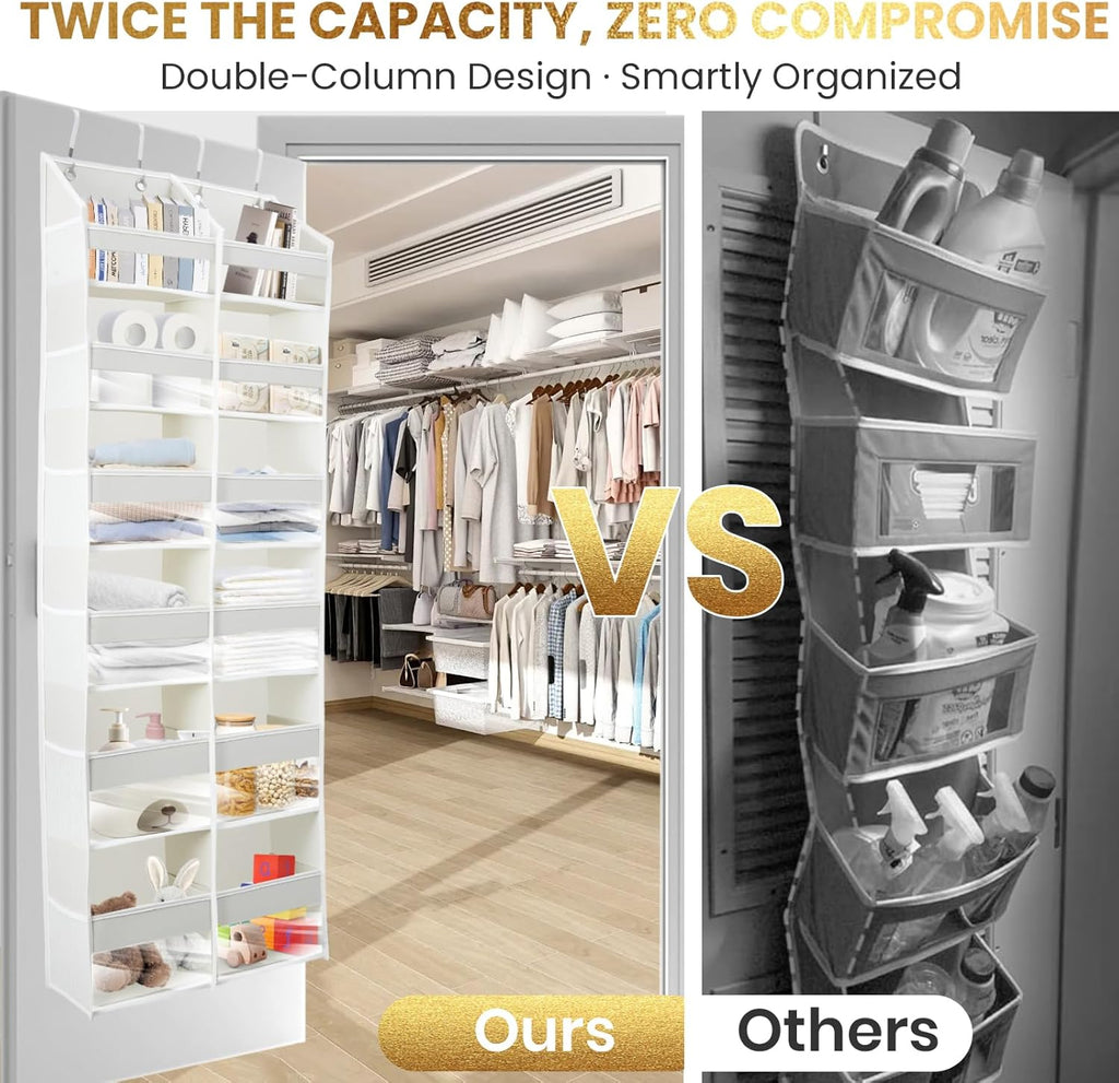 HOMELUX THEORY Over The Door Organizer Hanging - 50lbs Load 6 Large Front & 12 Side Pockets, 1 Pack Over The Door Shoe Organizer, Hanging Closet Organizer For Toys, Diaper, Sewing (XL, Dark Gray)