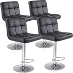DUMOS Bar Stools Set of 4, 24 inch Counter Height Bar Stools, Upholstered Modern Kitchen Barstools with Metal Base, PU Leather Saddle Stools for Kitchen Island, Black