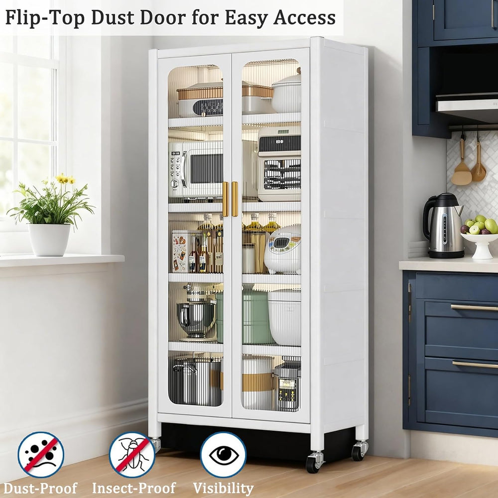 65.16" Tall Kitchen Pantry Storage Cabinet, Large Kitchen Display Cabine...