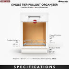 Rev-A-Shelf Kitchen Cabinet Pullout Shelf and Drawer Organizer Slide Out Pantry Storage Basket in Multiple Sizes, 21 x 22 In, 5WB1-2122CR-1