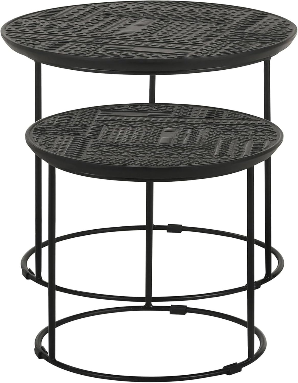 20" Sturdy Metal Frame Nesting Coffee Table, Boo Coffee Table with Embos...
