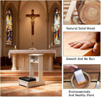 Prayer Kneeler Bench 20x16.5x33In Solid Wood Prayer Table Prayer Bench Stool with Shelf and Cushion Pad Church Pulpit Kneeling Chair Meditation Bench Stool for Church Prayers(Wood)