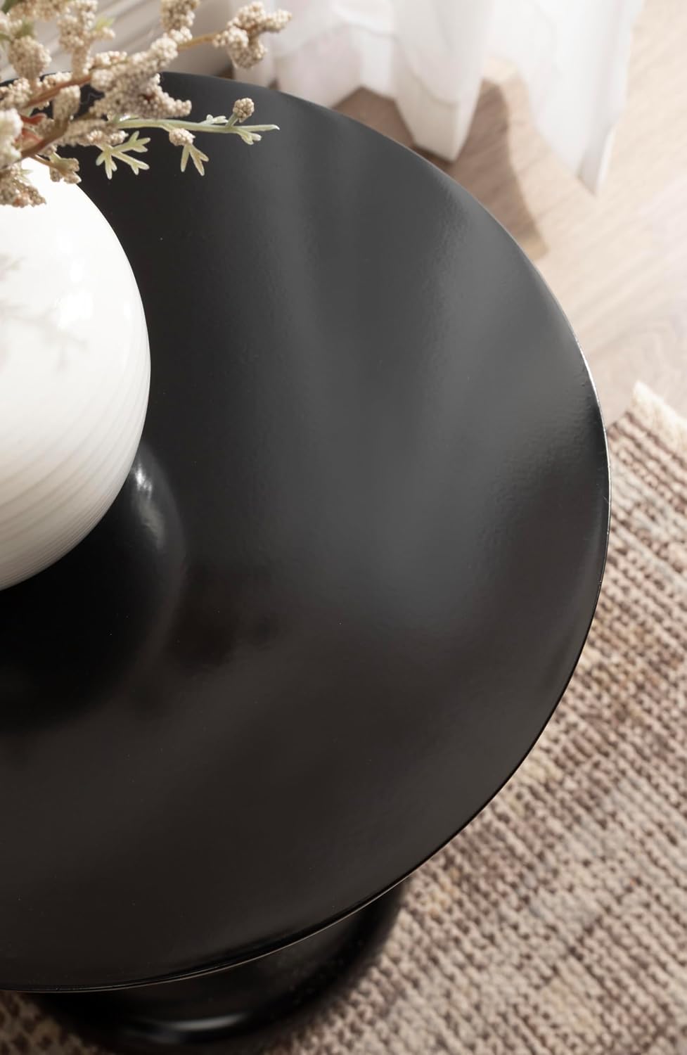 Kate and Laurel Fondi Modern Metal Round Side Table, 12 x 12 x 21, Black, Dor...