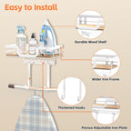 Ironing Board Holder Wall Mount, Laundry Room Organization Storage, White, T&V Shaped Space Saving Ironing Board Hanger for Laundry Room Decor and Accessories