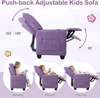 Costzon Kids Recliner Chair with Cup Holder, Toddler Adjustable Lounge Chair w/Footrest for Boys Girls Room, Ergonomic Baby Child Furniture Sofa for Age 3+ Gifts, Kids Mini Recliner up to 150 lbs