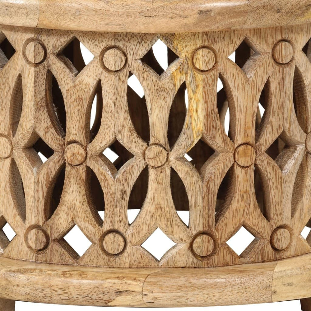 2 Piece Coffee Table Set Solid Mango Wood Round Nesting Side Tables for Livin...