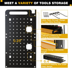 Power Tool Organizer Wall Mount with Charging Station, 8 Drill Holder, 4 Layer Storage Rack for Garage Organization, Tool Holder with 8 Outlet Power Strip (Yellow)