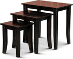 DTY Indoor Living 3-Piece Nesting Tables - Wooden Table Set of 3 for Living Room - Stackable Tables with Sleek Espresso Finish for Stylish and Space-Saving Home Furniture
