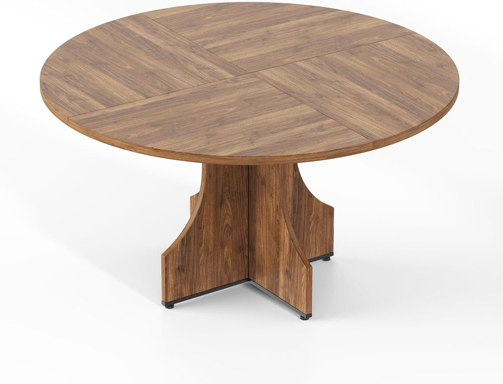 Round Dining Table 47 Inch for 4-6 People, 0.98 Inch Thick Tabletop with Adju...