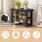 Simple Deluxe Shoe Rack Bench, 3-Tier Bamboo Storage Organizer, 286lb Capacity Entryway Bench for Front Door, Bedroom, Living Room, Bathroom, Balcony, Stylish Shoes Black (11.3 x 19.7 x 17.8 Inches)