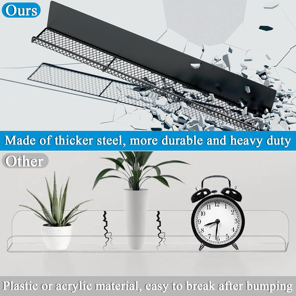 DTUQYX Metal Magnetic Book Shelf: 2-Pack 17” Magnetic Bookshelves for Whiteboard with 2 Pen Containers Strong Adsorption, Durable Floating Book Display Shelf, Movable Office File Holder (Black)
