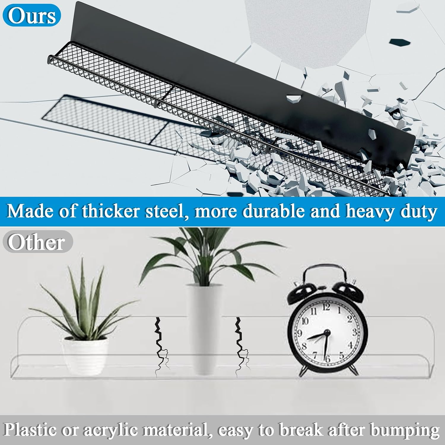 DTUQYX Metal Magnetic Book Shelf: 2-Pack 17” Magnetic Bookshelves for Whiteboard with 2 Pen Containers Strong Adsorption, Durable Floating Book Display Shelf, Movable Office File Holder (Black)
