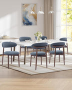 Dining Room Chairs Set of 4, Upholstered Farmhouse Dining Chairs, Modern Fabric Kitchen Chairs with Solid Wood Leg,Blue