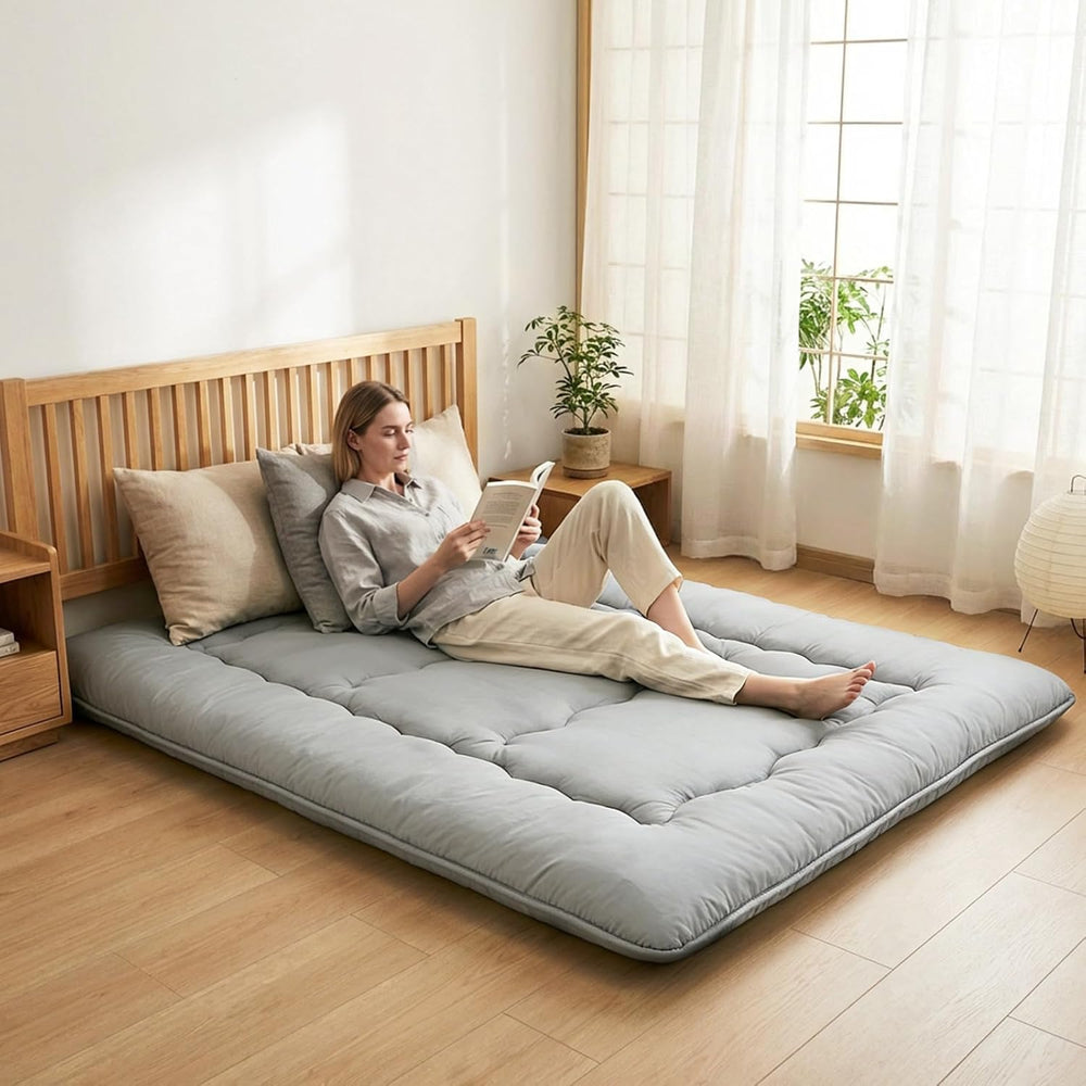 DUMOS Japanese Floor Mattress Twin Size, 4" Thick Futon Mattress, Gray |...