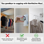 GorillaLine Max - Retractable Clothesline Indoor Outdoor Clothes Line - Heavy Duty Clothes Drying Laundry Line - Wall Mounted Drying Rack - Air Dry Clothing - Max Tighten with GorillaGrip
