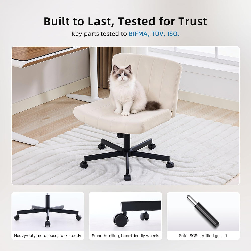 amseatec Criss Cross Office Chair with Wheels, Fabric Makeup Vanity Chair | E...
