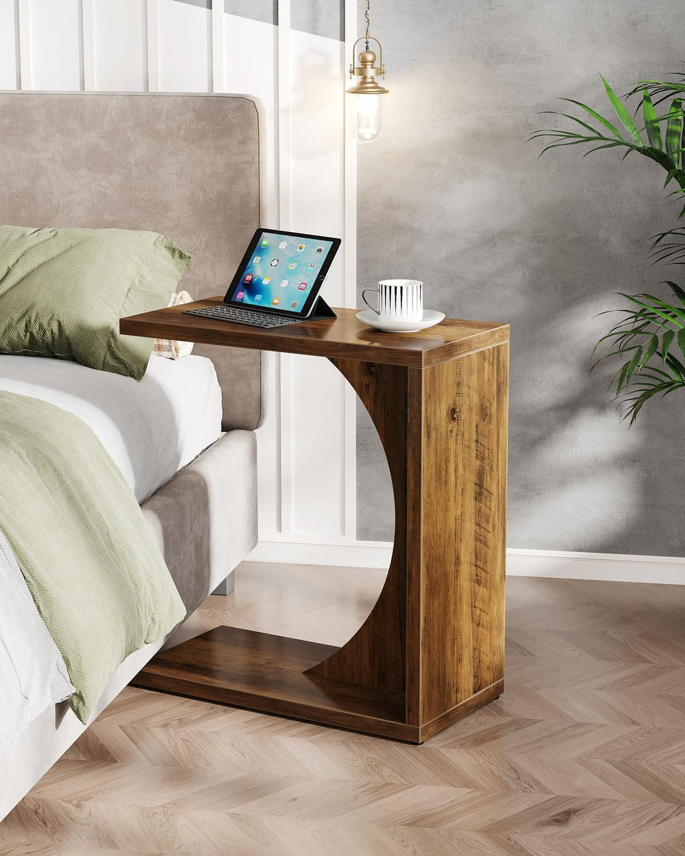 Tribesigns C-Shaped End Table for Couch, Sofa Side Table, C Table for Small S...