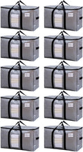 TAILI Extra Large Moving Bags, 10 Pack Silver Heavy Duty Totes for Storage with Visible Window, Wrap Around Handles, Storage Bags for Space Saving, Alternative to Moving Boxes