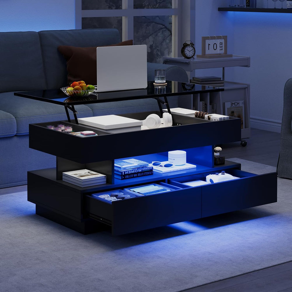 Lift Top Coffee Table, Black Coffee Table for Living Room