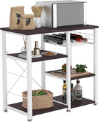 SogesHome 4-Tier Microwave Stand Shelf, Kitchen Storage Organize Shelf, Coffee Snack for Home, Kitchen, Living-Room, Walnut Black