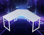 Casaottima L Shaped Gaming Desk, Corner Desk Gaming Table for Home Office, Computer Desk Sturdy Writing Workstation for Small Space, Easy to Assemble, 51 inch, Carbon Fiber Surface, White