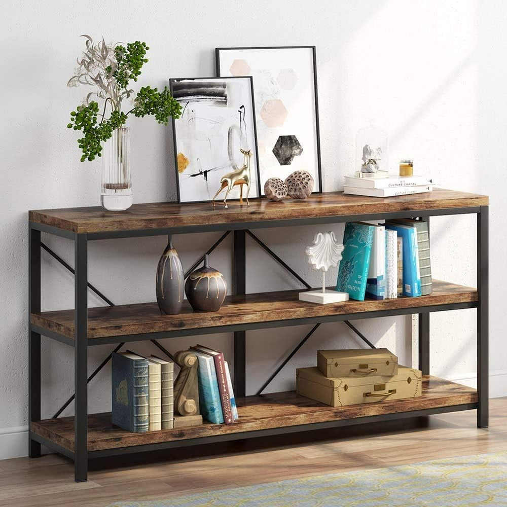 Tribesigns 55 Inches Long Sofa Table with Storage Shelves, 3 Tiers Industrial...