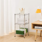 Three-Layer Kitchen Storage Rack, Floor-Standing Multi-Layer Storage Shelf, Household Bathroom Balcony Metal organizing Rack, no-Installation Adjustable Multifunctional Storage Rack