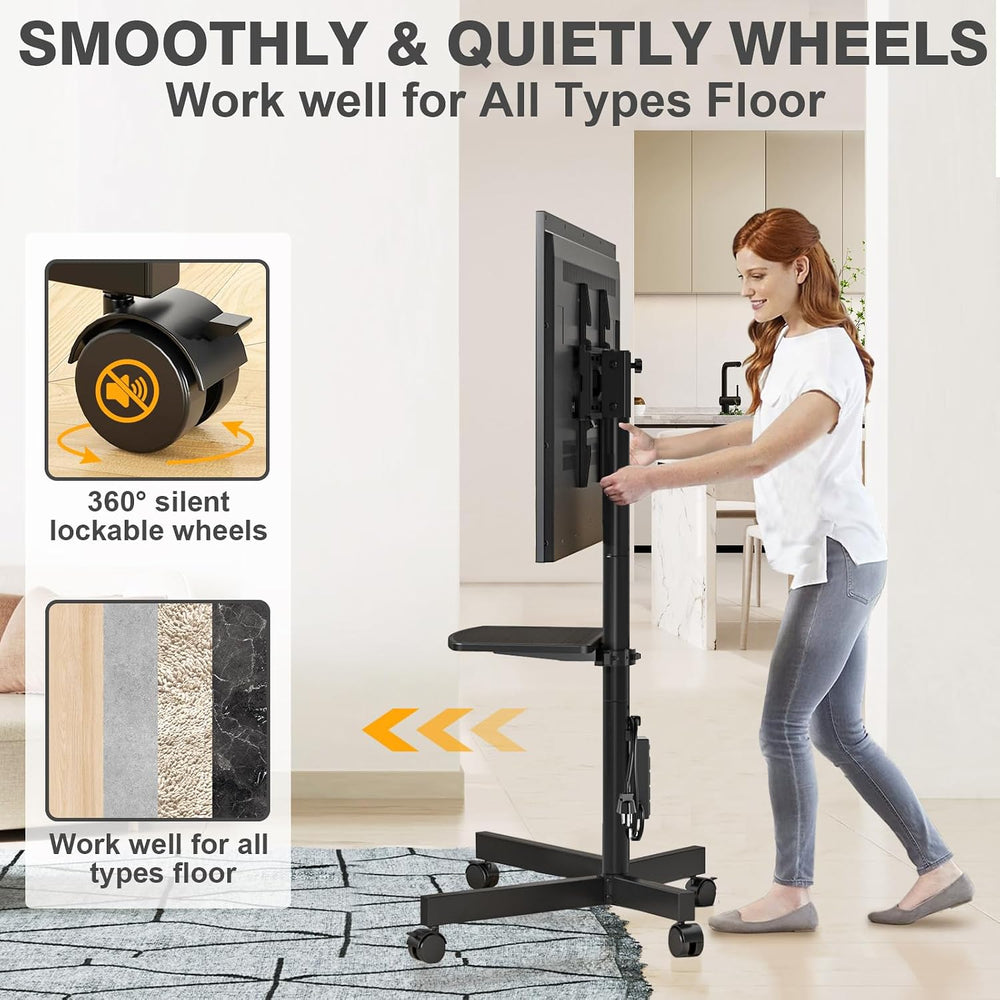 TVON Mobile TV Stand with Power Outlet for 23-65 Inch TVs up to 88 lbs | Tilt...