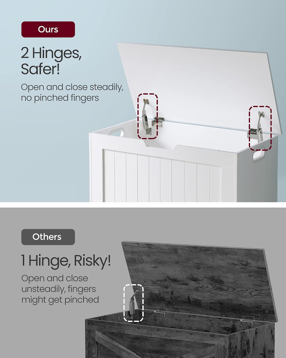 VASAGLE Storage Chest, 29.9 Inches Width Bench with 2 Safety Hinges | Shoe Be...