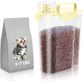 5-7Lbs Cat Dog Storage Container, Portable Pet Food Containers with Upgraded Large Spout and Cup, Small Animal Kibble Dispenser for Bird Seed, Oatmeal, Rice, Flour (1, Cream yellow, 5L)